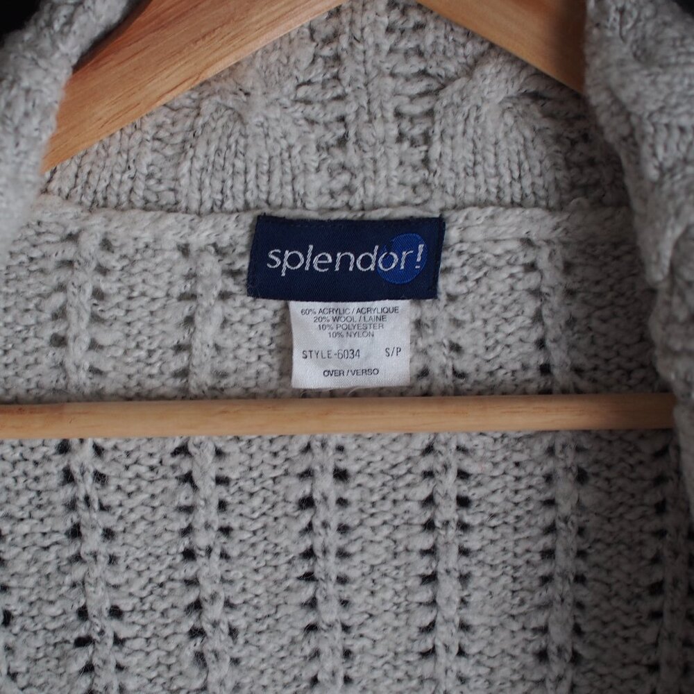 Splendor! | Wool Blend, Cable Knit, Collared Cardigan - Picture 2 of 8